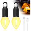 BrightArk Lampada da Campeggio Portatile Ricaricabile con Gancio, Lampada da Campeggio LED, 3 Modalità di Luminosità Regolabile, IP65 Impermeabile, Campeggio Portatile per Tenda,Luce Emergenza,2 Pezzi