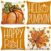 Buwexuxo Buwexupo 4 Pezzi Federe Autunnali Zucca Foglia d'Acro Federa Arancione Set Decorazione Autunnale Ringraziamento Cuscino Divano Letto 45x45 cm