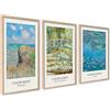 ag.art deco Set di 3 Quadri Moderni 30x40cm Senza Cornice Legno MDF Robusto | Set Claude Monet, Decorazione da Parete, per Soggiorno e Camera da Letto, Design Moderno, Vetro Protettivo, Soggiorno