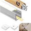 GEEKLUX 10× Profili per Strisce LED da 2 M in Alluminio （Totale 20 M）， Canalina led con Copertura Opaca, Compatibile con Strisce led di Larghezza Inferiore o Uguale a 15 MM - 20 x 20 MM (SL12, 10*2M=20M)