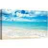 canvashop Quadri Moderni Soggiorno Mare Spiaggia tropicale 120x70 cm | Quadro Su Tela Canvas, Stampe Da Parete, Estate, sabbia dorata, turchese