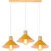 PETITES ECREVISSES Lampadario a sospensione industriale 3 Luci Plafoniera Vintage Metallo e legno Lampada da soffitto in Stile Edison Attacco E27 Paralume Ø22cm per Cucina Caffè Bar (Giallo - barra in legno)