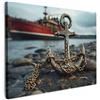 MuchoWow© Quadro Su Tela Grandi Dimensioni Quadri Moderni Soggiorno Stampa | 40x30 cm - Di Foto Decorazione Da Parete Con Cornice DipintiAncora - Barca - Acqua - Pietra - Stile Marino