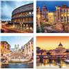 LuxHomeDecor Quadri roma 4 pezzi 30x30 cm Stampa su Tela con Telaio in Legno arte arredo