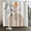 Xiaoterna Boho Tenda da doccia Astratto Colori neutri Linee floreali ad arco Sole Tende da bagno impermeabili Estetica minimalista Geometrica Elegante Lavabile Decorazione per la casa 200x180cm