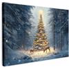 MuchoWow© Quadro Camera Da Letto Quadri Soggiorno Regali Decorazioni | 90x60 cm - Natilizie Parete Moderni Su Tela Stampe Con Cornice Quadretti Poster Casa Luce di Natale - Foresta - Cervo - Buio