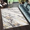 TAPISO Shine Tappeto Soggiorno Pelo Corto Filo Dorato Design Moderno Motivo Astratto Sfumato Effetto Marmo tonalità Grigio d'oro Salotto Camera Letto Sala Ufficio Oeko-Tex 160 x 220 cm