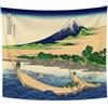 YONGFOTO Arazzo da Parete Giapponese Monte Fuji 36 Viste Camera Tappezzerie Riva di Tago Bay Ejiri Montagna Muraria Japones Poster Pittura Tradizionale Hokusai 150x130cm