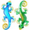 AOOSU Decorazione Artistica da Parete in Metallo, 2pcs Ferro Battuto da Appendere, Decorazioni da Appendere All'Interno per Esterni, per Giardino, Camera da Letto, Soggiorno, Balcone (Geco Verde-Blu)