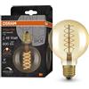 OSRAM Lampada LED Vintage 1906 vetro dorato, 7W, 600lm, forma Globo con diametro 95mm e attacco E27, luce bianca calda, filamento a spirale, dimmerabile, durata fino a 15.000 ore