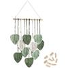 SZETOSY Arazzo macramè con foglie verdi, arazzo bohémien decorativo in cotone e legno, 40L x 10l cm, per stanza dei bambini