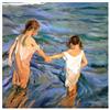Posterlounge Bambine al mare Poster | 40 x 40 cm di Joaquín Sorolla y Bastida Blu Quadri Decorazione per pareti