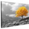 MuchoWow© Quadro Camera Da Letto Quadri Soggiorno Decorazione Parete Quadri | 90x60 cm - Moderni Su Tela Stampe Foto Con Cornice Quadretti PosterGiallo - Albero - Natura - Bianco e nero
