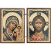 BlessedMart Icone del dittico tascabile cristiano ortodosso, mini icone bizantine pieghevoli di Cristo e Theotokos, icone da viaggio alte 8,5 cm (Theotokos di Kazan e Cristo Pantocratore)