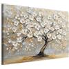 murando - Quadro Moderno Soggiorno, Albero in Fiore Fiori Bianchi 120x80cm | Chiodi Inclusi, 1 Pezzo, Stampa su Tela, Murale Arte, Resistenti Allo Sbiadimento, Produzione Europea