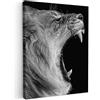 MuchoWow© Stampe su Tela Foto Quadri Moderni Camera da Letto Canvas Quadro | 60x80 cm - Salotto Decorazione Parete Animali - Leone - Nero - Bianco - Ritratto