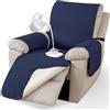 CYCMACO Universale Copripoltrona 1 Posto Relax Reclinabile, Blu Scuro | Antiscivolo Copripoltrona Elettrica Reclinabile, Copri Poltrona Con Braccioli, Copripoltrone Con Tasche Laterali