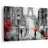 ARTTOR Quadro su Tela 70x50 cm Stampe da Parete Architettura Bianco e Nero - 3942 | Parigi Città Casa Quadro Decorativo Piccolo 1 pezzo Soggiorno Camera da Letto Arte da Parete Decorazione da Parete ARTTOR
