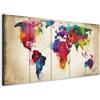 murando - Quadri Moderni per Soggiorno, Mappamondo, 150x60 cm | Chiodi Inclusi, 5 Pezzi, Quadro Moderno, Stampa su Tela, Componibili, Resistenti Allo Sbiadimento, Produzione Europea