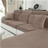 CYCMACO Velluto Copriseduta Divano Elasticizzato, Universale Copricuscini Divano Antiscivolo, Copridivano Cuscini Separati, Soft Sofa Seat Cover Lavabili(3 Posti, Cachi)
