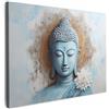 MuchoWow© Stampe su Tela Foto Quadri Moderni Camera da Letto Canvas Quadro | 70x50 cm - Salotto Decorazione Parete Buddha - Statua - Blu - Marrone - Fiore