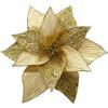GL-Turelifes Fiori di Natale grandi glitterati da 29,8 cm, 6 pezzi, in velluto, stella di Natale, ornamenti glitterati, grandi fiori per albero di Natale, ghirlande (Oro)