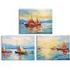 PIY PAINTING Arte Murale Su Tela, Oceano Tela Immagini, quadro da parete Con Barca a Vela Per Il Soggiorno Bagno Ingresso Caffè Sala Da Pranzo, 40x30 cm 3 Pezzi/90x40 cm