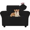 Ystyle Copridivano con Braccioli Velluto 1 Posto, Nero | Universale Copripoltrona, Elasticizzato Sofa Cover Antigraffio Gatto, Copridivani Antimacchia Lavabile Antiscivolo Per Cani