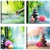 LuxHomeDecor Set di 4 quadri 30x30 cm - stampa su tela con telaio in legno - zen spa rilassante con fiori, bambù e pietre