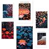 Nacnic Set da 6Yayoi Kusama onda di funghi colori scuri giapponese Poster con illustrazioni di design per decorare le pareti di casa. Camere, negozi e attività commerciali. A3 e A4 Senza cornice