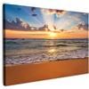 MuchoWow© Quadri Camera Da Letto Stampe Da Parete Quadro Su Tela Moderni | 90x60 cm - Decorazioni Murali Soggiorno Foto Quadretti Ingresso CasaSpiaggia - Tramonto - Mare - Nuvole - Orizzonte