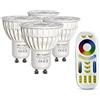 LIGHTEU®, 4x 4W GU10 RGB + CCT Faretto a LED Faretto colore e temperatura CCT WW CW Regolabile, originale Miboxer, lampadina con un telecomando a 4 zone (4x FUT103 + FUT092)
