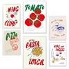 Nacnic Set di 6 quadri Illustrazioni di cibo e stile pop art Pasta al pomodoro e pizza illustrazioni di design per decorare le pareti di casa A3 e A4 Cornice bianca