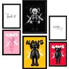 Nacnic Set da 6 Iconico Kaws colorato Poster con cornice con illustrazioni di design per decorare le pareti di casa Stanza, ufficio A3 e A4 Cornice nera