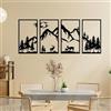 Homorro Decorazione da Parete in Metallo Set Di 4 Decorazioni Casa Oggetti Pareti | Decorativi per Camera da Letto Bagno Muro Salotto Soggiorno Home Decor Moderna Murali Wall Art Montagne e Foreste
