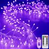 KINGCOO 6M 200LED Luci di Stringa Grappolo con Telecomando,Argento Filo Fuoco d'artificio Fate Catena Luminosa USB Alimentato per Camera Letto Interna Finestra Festa Natale Matrimonio (Violetta)