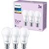 Philips Confezione da 3 lampadine LED satinate A60 [bianco caldo 2700 K - attacco a baionetta B22] 100 W, non dimmerabile, per illuminazione interna domestica