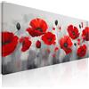 CheQuadro! Quadro xxl per cucina, decorazione moderna natura, Papaveri Rossi su Sfondo Grigio Astratto, su tela, intelaiato pronto da appendere bow34-190x90 cm