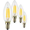 SUNSEED 4x Lampadina E14 Filamento LED 5W Candela C35 600 Lm Luce Calda 2700K, 48W Equivalente