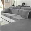 CYCMACO Velluto Copriseduta Divano Elasticizzato, Universale Copricuscini Divano Antiscivolo, Copridivano Cuscini Separati, Soft Sofa Seat Cover Lavabili(1 Posti*3, Grigio Chiaro)
