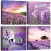 Artscope Stampe e Quadri su Tela 4 pz. Lavanda Immagine Fotografia Murale Tela Wall Art Bel Regalo per Home Decor Ristorante Cucina Regalo di Anniversario Compleanno 30x30CM