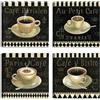 LuxHomeDecor Set di 4 Quadri Caffè 30x30 cm - Stile Vintage Chic con Tazze e Scritte Francesi - Stampa su tela con telaio in legno - Decorazione per Cucina, Bar o Sala da Pranzo