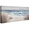 HALFLEMART Oceano blu Grande Stampa su tela con cornice Spiaggia costiera Paesaggio marino Pittura Stampe da parete Quadri Moderni Poster da parete Stampe da Parete soggiorno camera da letto 50x120cm