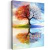 MuchoWow© Quadri Camera Da Letto Stampe Da Parete Quadro Su Tela Moderni | 50x70 cm - Decorazioni Murali Soggiorno Foto Quadretti Ingresso Casa Muro Stagioni - Arte - Albero - Inverno - Autunno