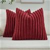 Ystyle Federe Cuscini Divano 60x60 2 Pezzi, Copricuscini in Morbido Peluche a Strisce, Fodere Cuscini Moderni Elegante Decorativi, Resistente per Divano Soggiorno Camera, Bordeaux