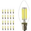 ShenShuai lampadine a filamento LED E14 2W 4W 6W (equivalente a 20W 40 60W) 6000K (Bianco freddo) 360° 230V AC Vetro (20 pezzi, 6w)