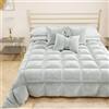 PETTI Artigiani Italiani - Trapunta Invernale Matrimoniale 260x270 cm in Velluto, Copriletto Piumone Double Face Anallergico 350 g/m², Trapunta Calda per Letto, Silver, Made in Italy