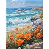 KEYIFA Dipingere con i Numeri per Adulti Fiori in Riva al Mare, Painting by Numbers Kit con Pennelli e Acrilico Pigmento, Fai da te Olio La Pittura di Numeri Kit, Decora la Casa 30x40CM