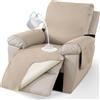 CYCMACO Universale Copripoltrona 1 Posto Relax Reclinabile, Cachi | Antiscivolo Copripoltrona Elettrica Reclinabile, Copri Poltrona Con Braccioli, Copripoltrone Con Tasche Laterali