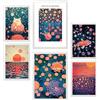 Nacnic Set da 6 Yayoi Kusama Tramonto Acqua Blu Arancione Rosso Viola Colori Janapise Poster con cornice con illustrazioni di design per decorare le pareti di casa A3 e A4 Cornice bianca